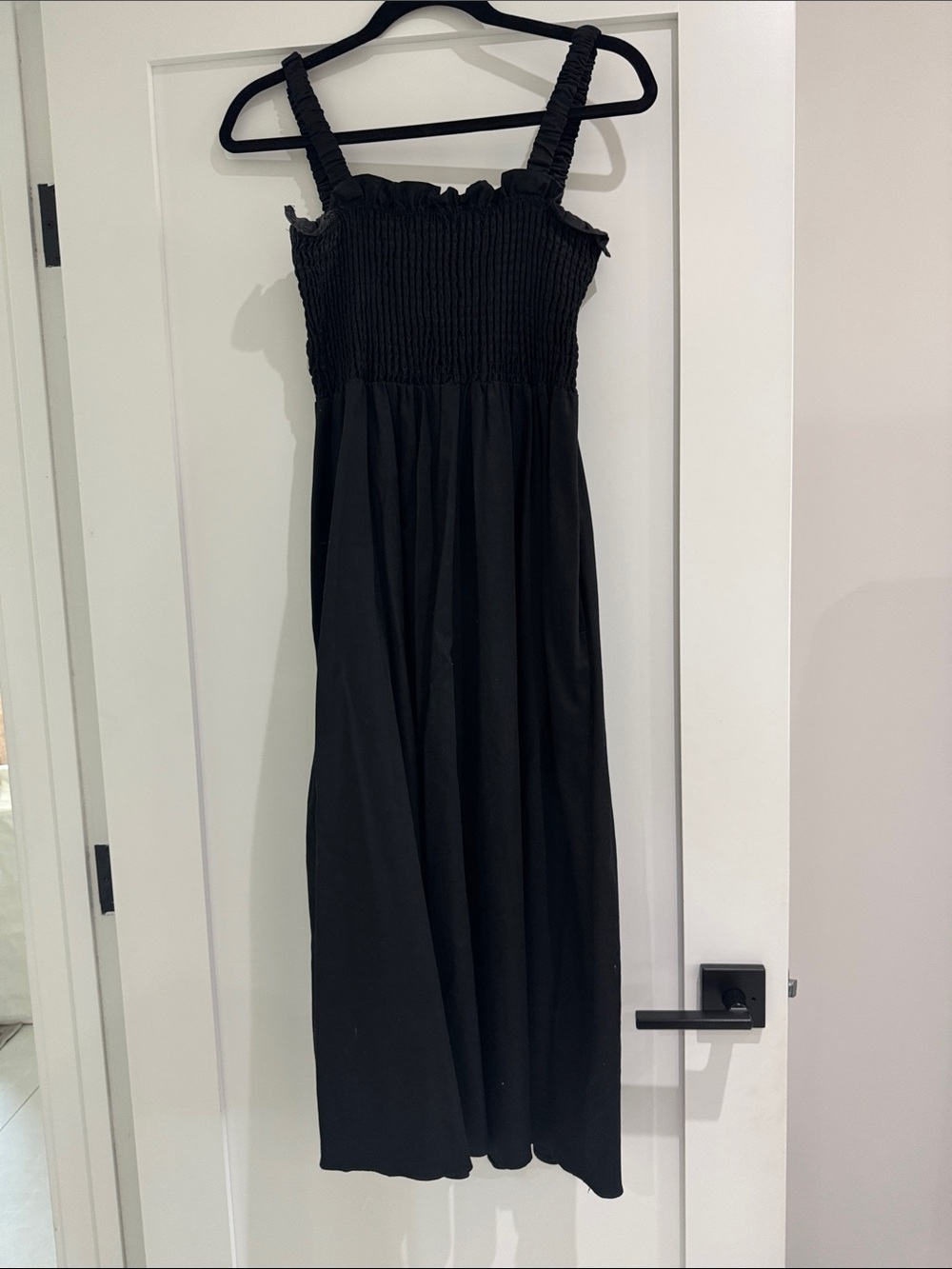 Topshop Black Smocked Top with Ruched Detail